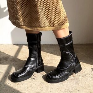 Miista Malene Black Leather Boots 37